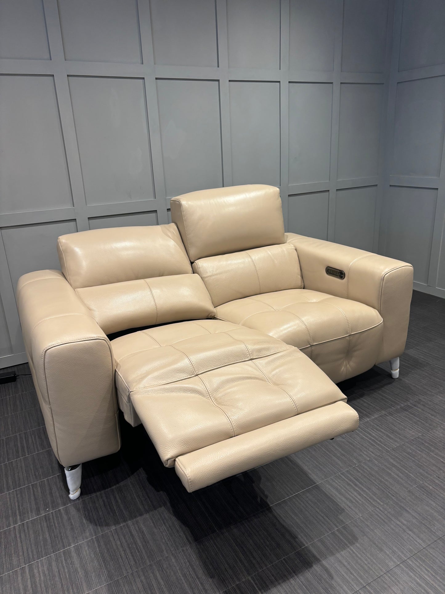 High Street Branded Two Seater Leather Power Recliner Sofa RRP £1899