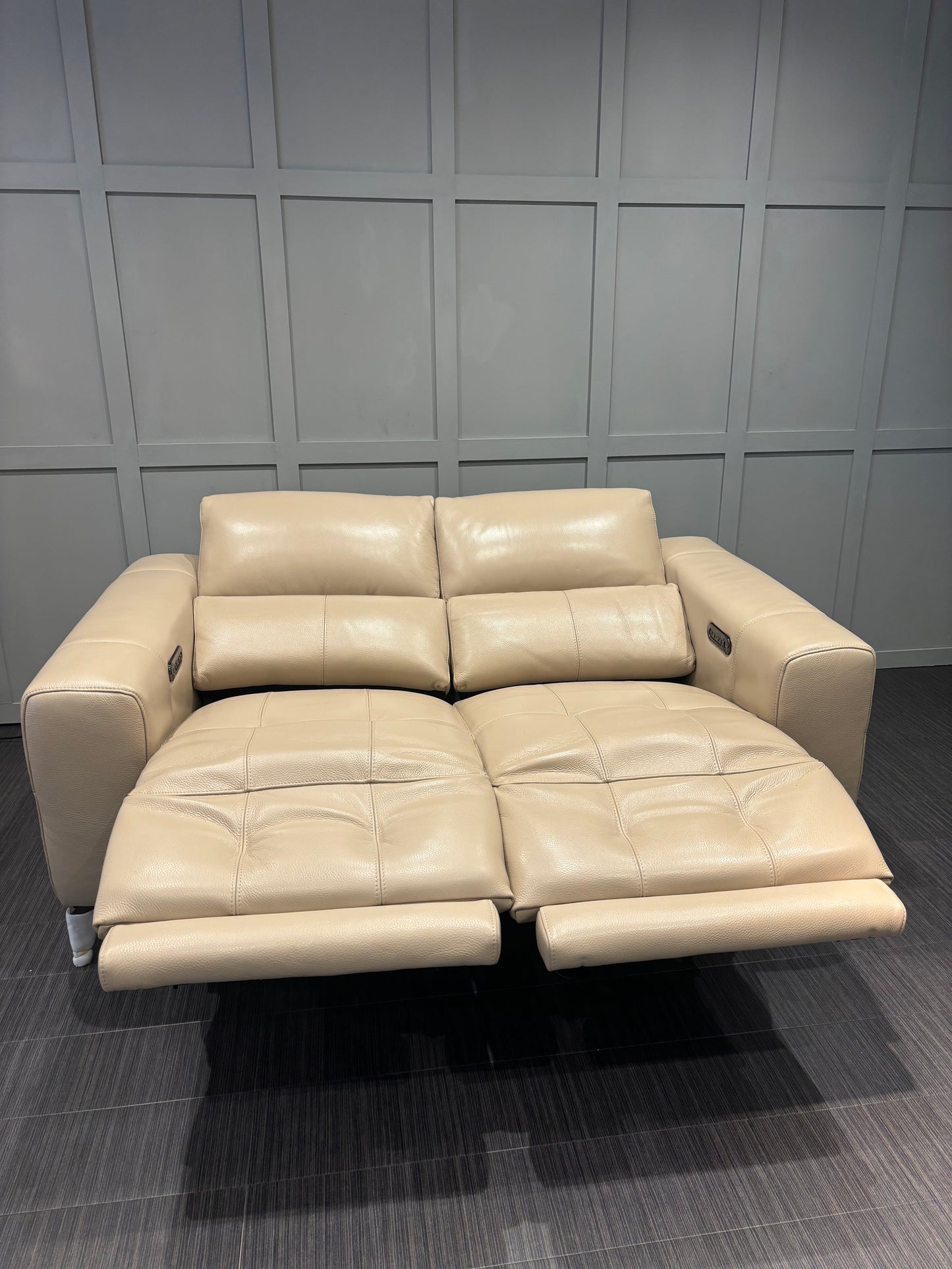 High Street Branded Two Seater Leather Power Recliner Sofa RRP £1899