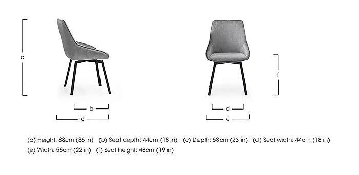 Set of Four High Street Branded Swivel Chairs RRP £498 Heritage Grey