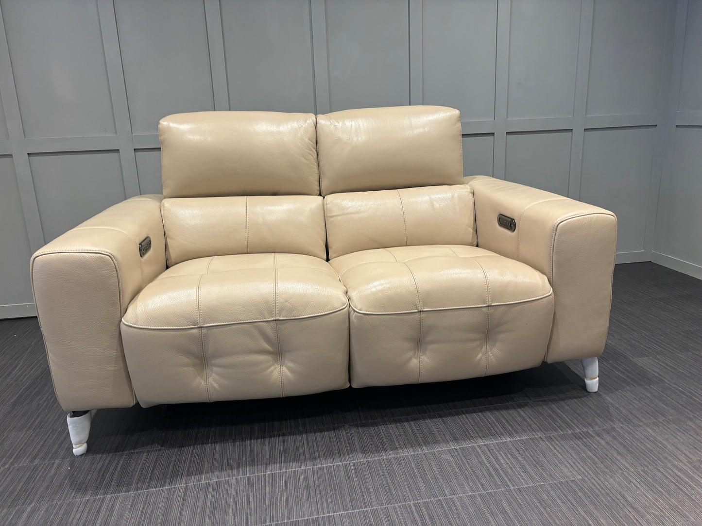 High Street Branded Two Seater Leather Power Recliner Sofa RRP £1899