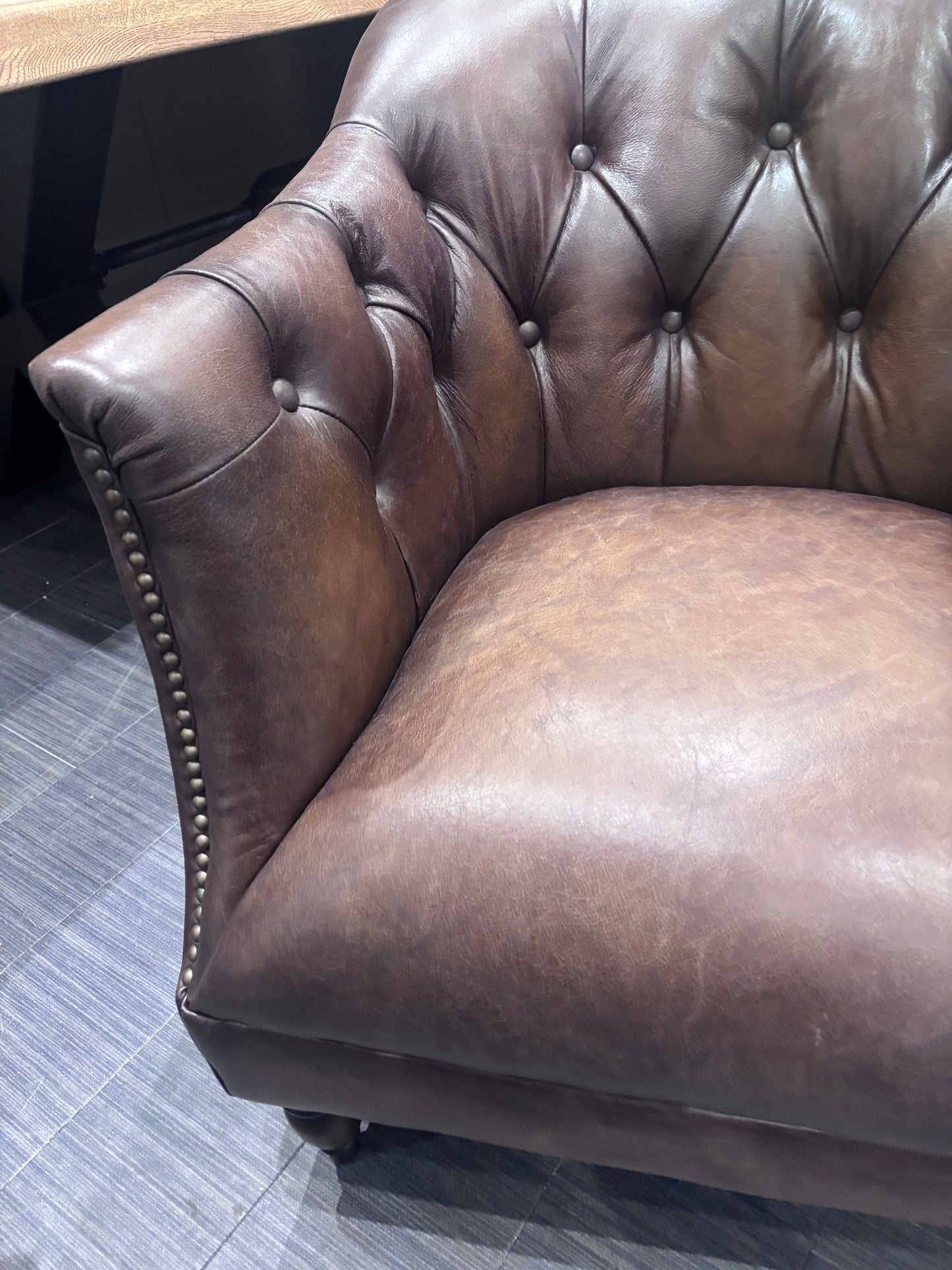 Brand New At The Helm Henson Real Leather Chesterfield Tub Chair RRP £1495